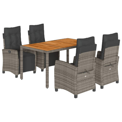 Set da Pranzo da Giardino 5 pz con Cuscini in Polyrattan Grigio - homemem39