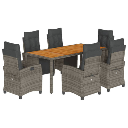 Set da Pranzo da Giardino 7 pz con Cuscini in Polyrattan Grigio | homemem39