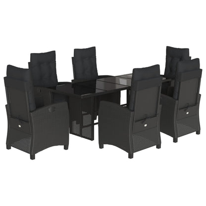 Set da Pranzo da Giardino 7 pz Nero con Cuscini in Polyrattan | homemem39