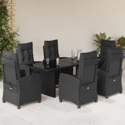 Set da Pranzo da Giardino 7 pz Nero con Cuscini in Polyrattan | homemem39