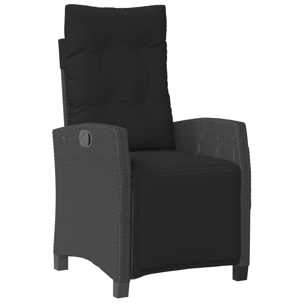 Set da Pranzo da Giardino 9 pz con Cuscini Nero in Polyrattan | homemem39