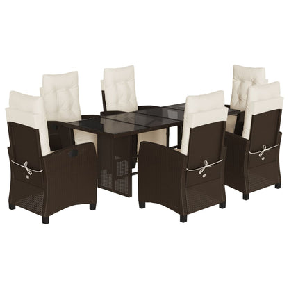 Set da Pranzo da Giardino 7pz con Cuscini in Marrone