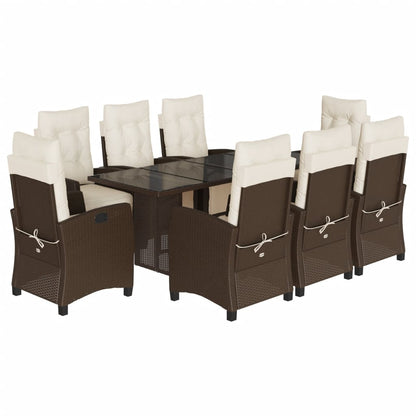 Set da Pranzo da Giardino 9pz con Cuscini Marrone in Polyrattan | homemem39