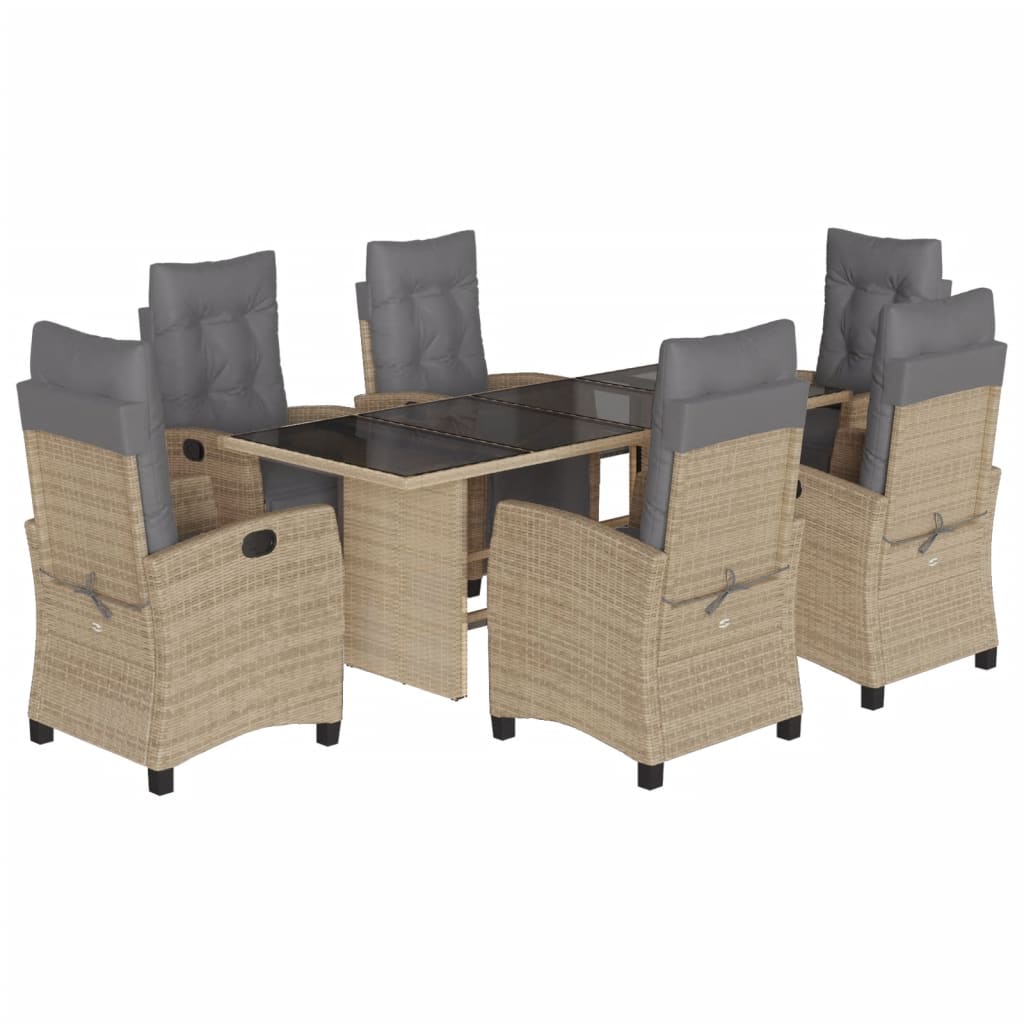 Set Pranzo da Giardino 7 pz con Cuscini Beige Misto Polyrattan | homemem39
