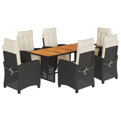 Set da Pranzo da Giardino 7 pz Nero con Cuscini in Polyrattan - homemem39