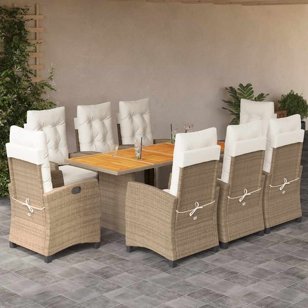 Set da Pranzo da Giardino 9 pz con Cuscini