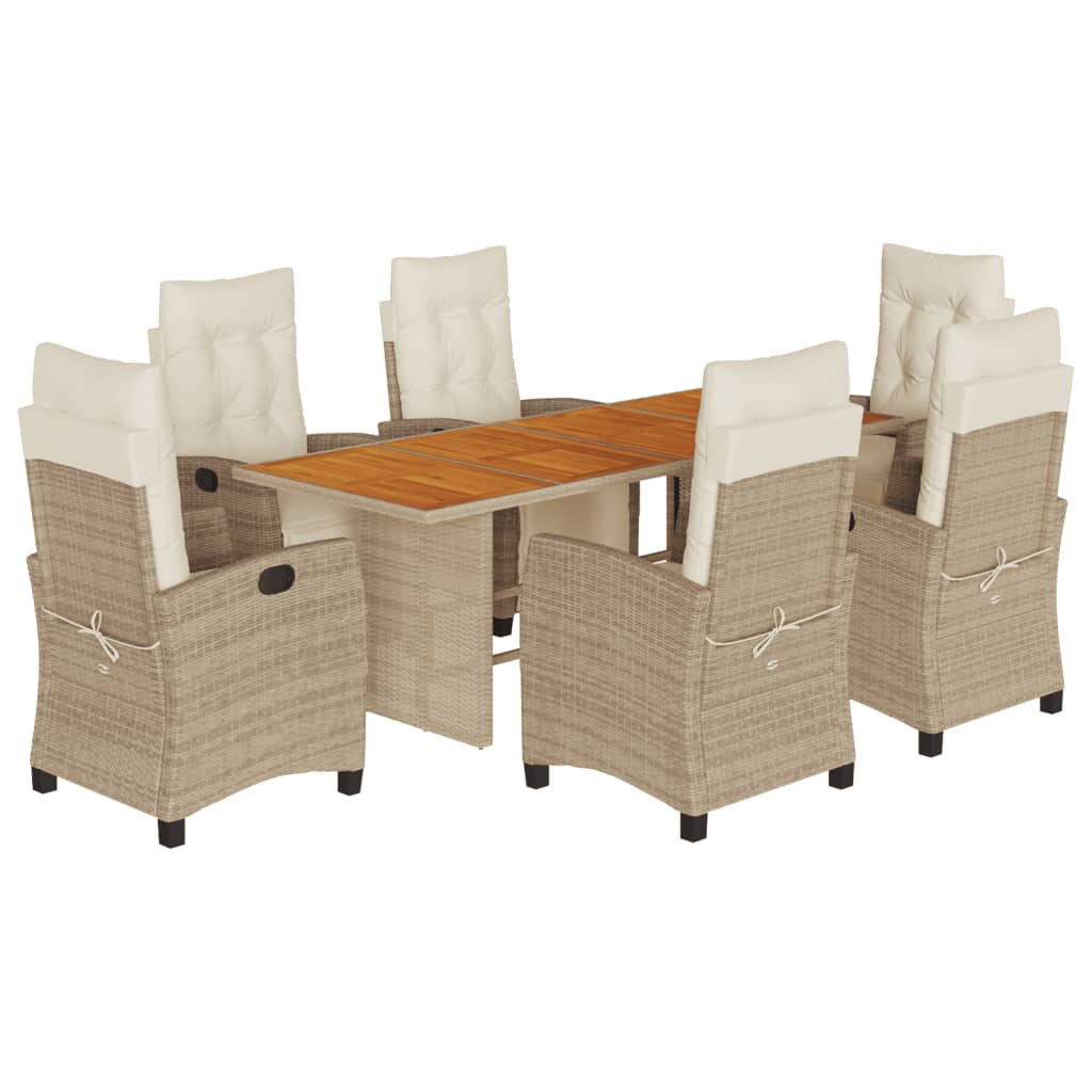 Set Pranzo da Giardino 7 pz con Cuscini Beige Misto Polyrattan | homemem39