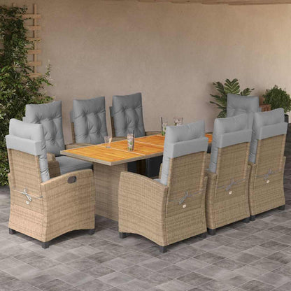Set Pranzo da Giardino 9 pz con Cuscini Beige Misto Polyrattan | homemem39