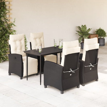 Set da Pranzo da Giardino 5 pz Nero con Cuscini in Polyrattan | homemem39