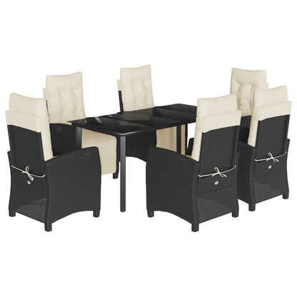 Set da Pranzo da Giardino 7 pz Nero con Cuscini in Polyrattan | homemem39