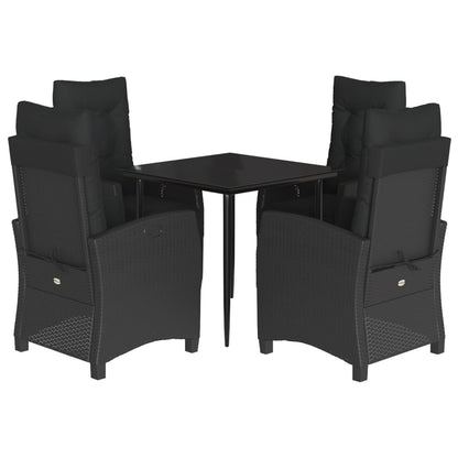 Set da Pranzo da Giardino 5 pz Nero con Cuscini in Polyrattan | homemem39