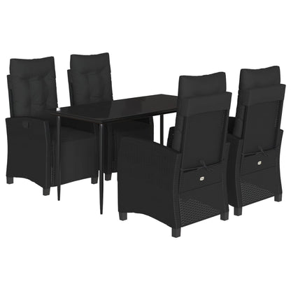 Set da Pranzo da Giardino 5 pz Nero con Cuscini in Polyrattan | homemem39