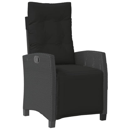 Set da Pranzo da Giardino 7 pz Nero con Cuscini in Polyrattan | homemem39