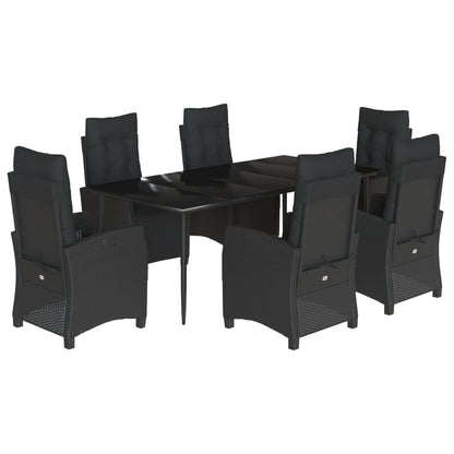 Set da Pranzo da Giardino 7 pz Nero con Cuscini in Polyrattan - homemem39