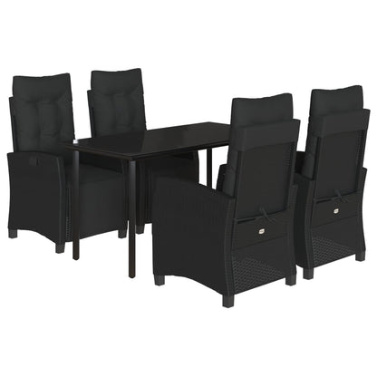 Set da Pranzo da Giardino 5 pz Nero con Cuscini in Polyrattan | homemem39