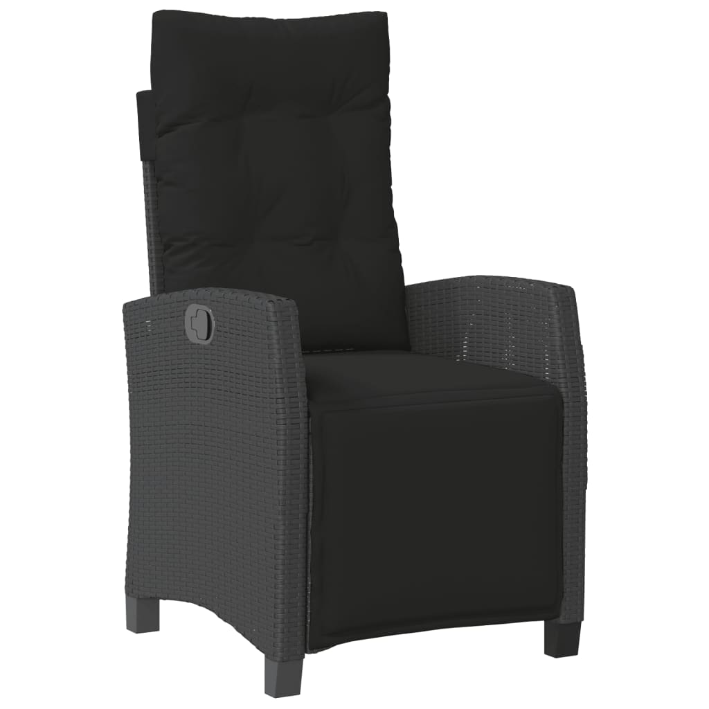 Set da Pranzo da Giardino 5 pz Nero con Cuscini in Polyrattan | homemem39