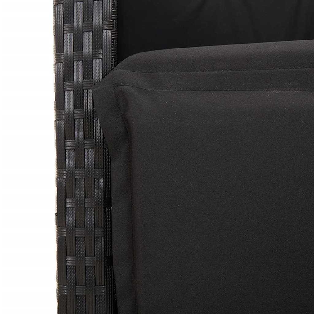 Set da Pranzo da Giardino 7 pz Nero con Cuscini in Polyrattan | homemem39