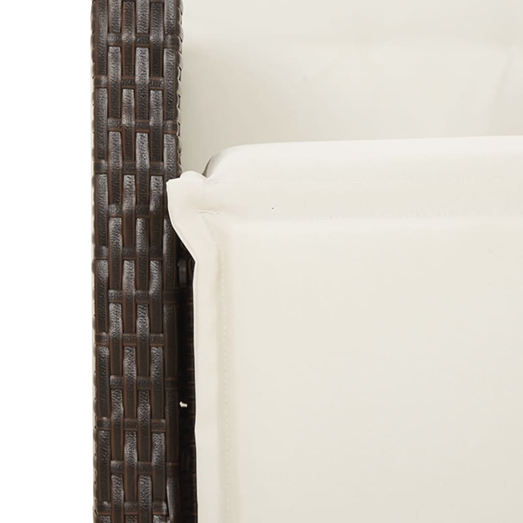 Set da Pranzo da Giardino 5pz con Cuscini in Polyrattan Marrone | homemem39