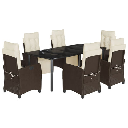 Set da Pranzo da Giardino 7pz con Cuscini in Polyrattan Marrone | homemem39