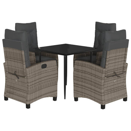 Set da Pranzo da Giardino 5 pz con Cuscini in Polyrattan Grigio | homemem39