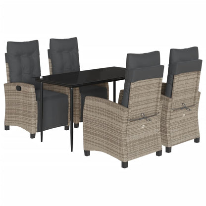 Set da Pranzo da Giardino 5 pz con Cuscini in Polyrattan Grigio | homemem39