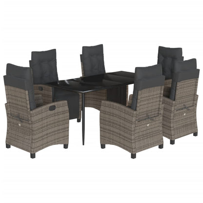 Set da Pranzo da Giardino 7 pz con Cuscini in Polyrattan Grigio | homemem39
