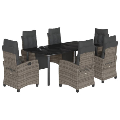Set da Pranzo da Giardino 7 pz con Cuscini in Polyrattan Grigio | homemem39