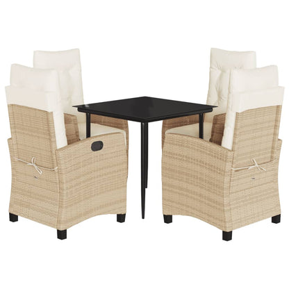 Set da Pranzo da Giardino 5 pz con Cuscini Beige in Polyrattan | homemem39