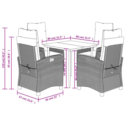 Set da Pranzo da Giardino 5 pz con Cuscini Beige in Polyrattan | homemem39