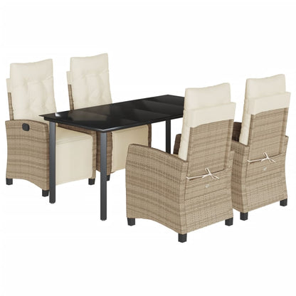 Set da Pranzo da Giardino 5 pz con Cuscini Beige in Polyrattan - homemem39