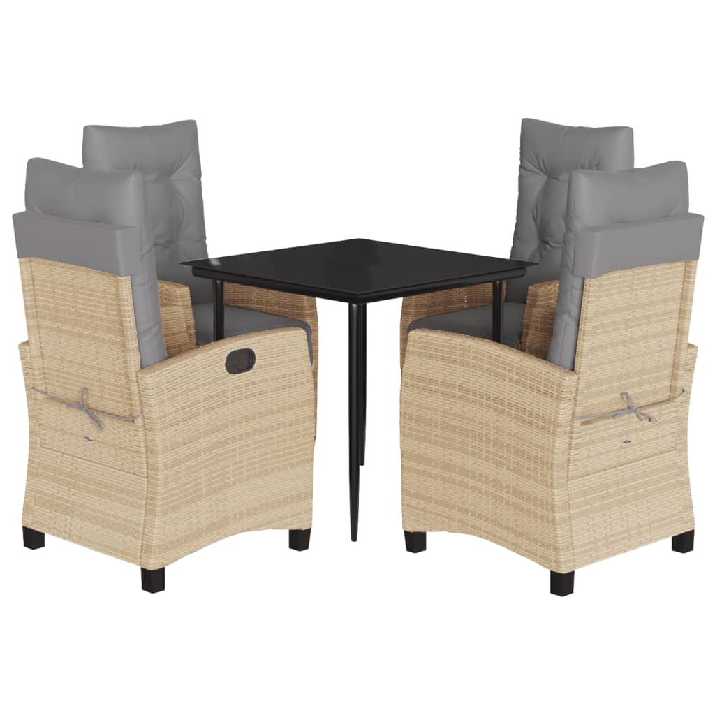 Set Pranzo da Giardino 5 pz con Cuscini Beige Misto Polyrattan | homemem39