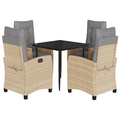 Set Pranzo da Giardino 5 pz con Cuscini Beige Misto Polyrattan | homemem39
