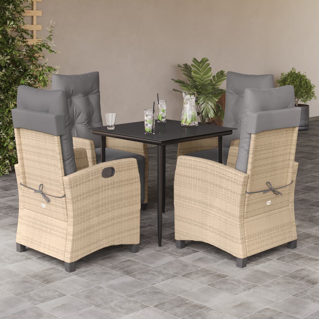 Set Pranzo da Giardino 5 pz con Cuscini Beige Misto Polyrattan | homemem39