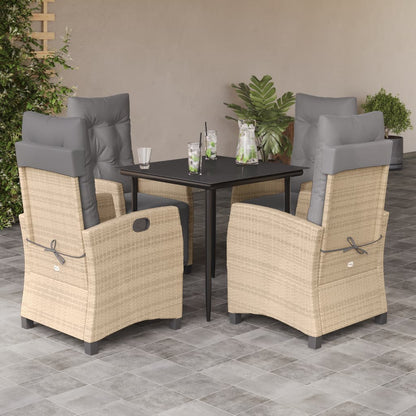 Set Pranzo da Giardino 5 pz con Cuscini Beige Misto Polyrattan | homemem39