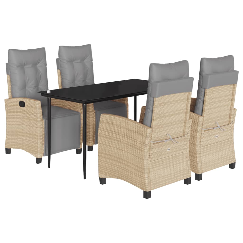 Set Pranzo da Giardino 5 pz con Cuscini Beige Misto Polyrattan | homemem39