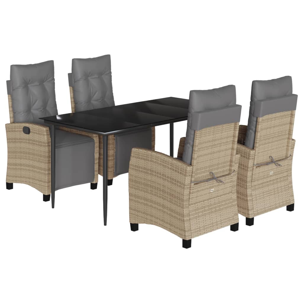 Set Pranzo da Giardino 5 pz con Cuscini Beige Misto Polyrattan | homemem39