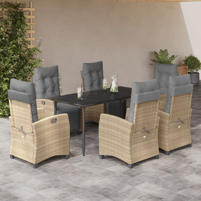 Set Pranzo da Giardino 7 pz con Cuscini Beige Misto Polyrattan | homemem39