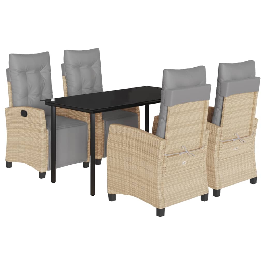 Set Pranzo da Giardino 5 pz con Cuscini Beige Misto Polyrattan | homemem39