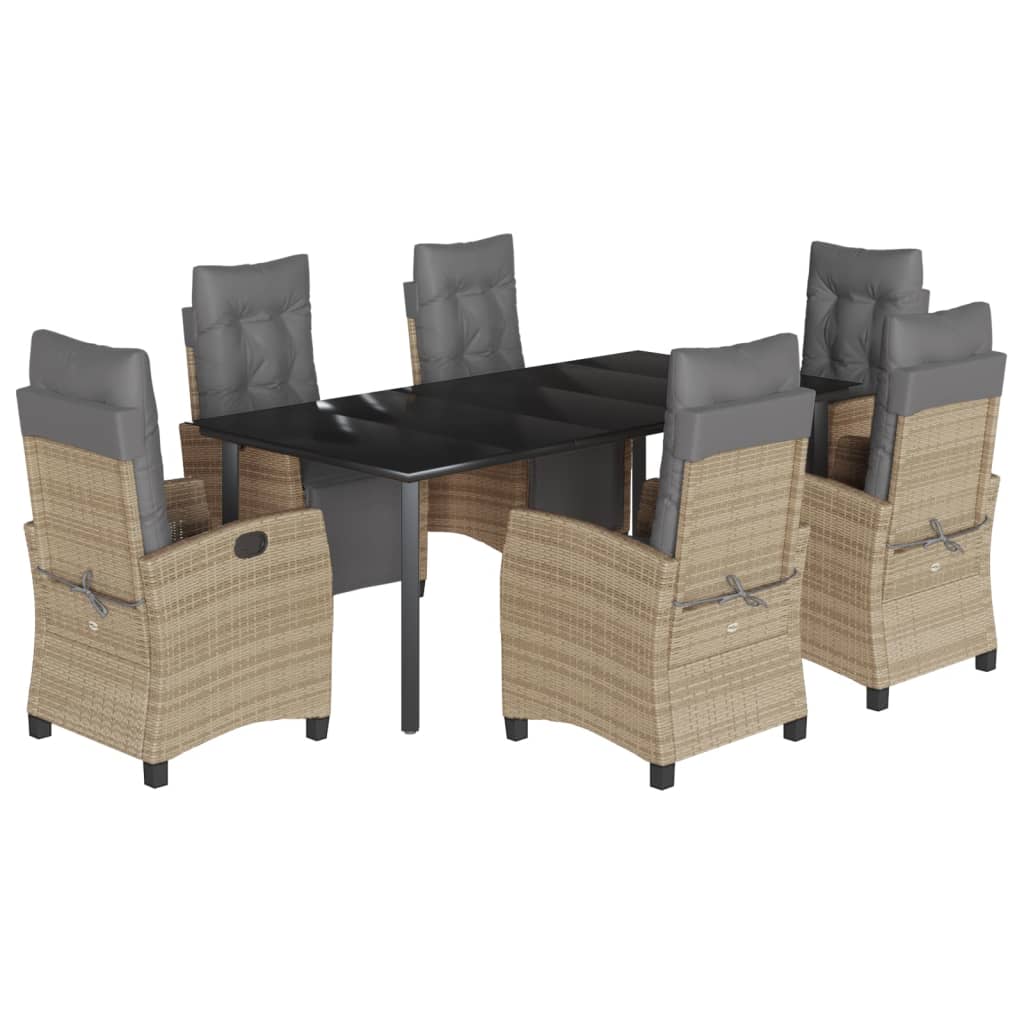 Set Pranzo da Giardino 7 pz con Cuscini Beige Misto Polyrattan | homemem39