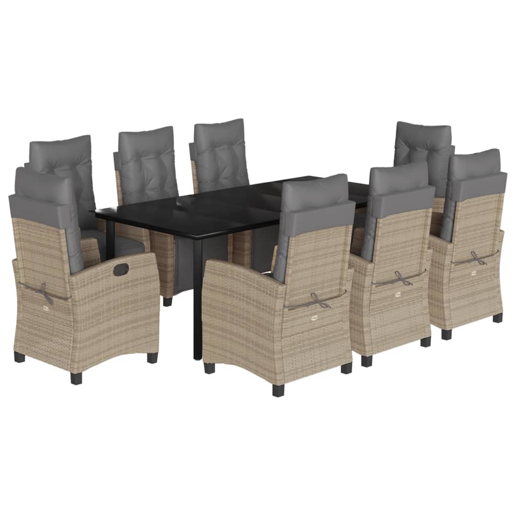 Set Pranzo da Giardino 9 pz con Cuscini Beige Misto Polyrattan | homemem39