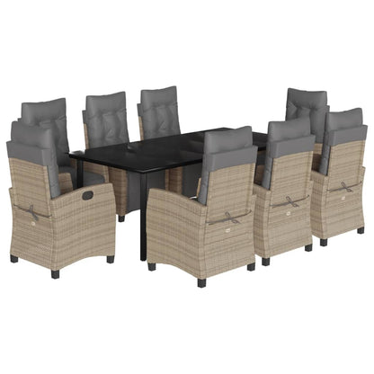 Set Pranzo da Giardino 9 pz con Cuscini Beige Misto Polyrattan | homemem39