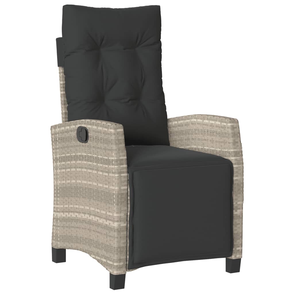 Set da Pranzo da Giardino 7 pz Cuscini Polyrattan Grigio Chiaro - homemem39