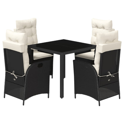 Set da Pranzo da Giardino 5 pz Nero con Cuscini in Polyrattan | homemem39