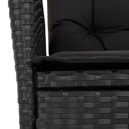Set da Pranzo da Giardino 5 pz Nero con Cuscini in Polyrattan - homemem39