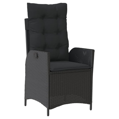 Set da Pranzo da Giardino 7 pz Nero con Cuscini in Polyrattan - homemem39