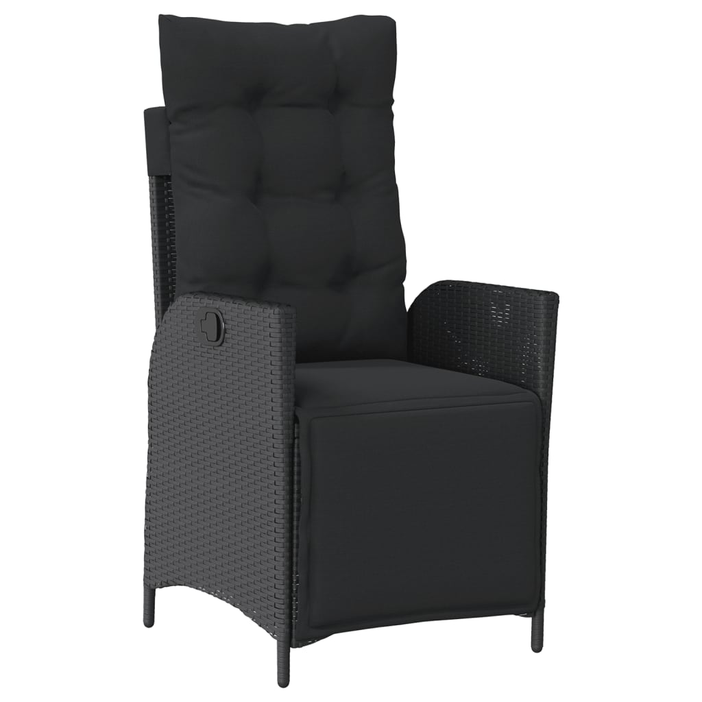 Set da Pranzo da Giardino 7 pz Nero con Cuscini in Polyrattan | homemem39