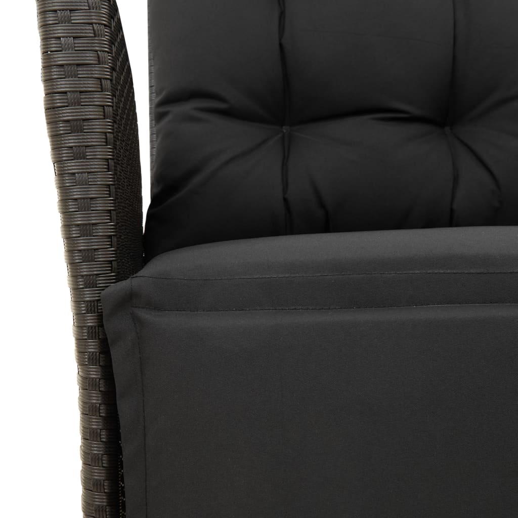 Set da Pranzo da Giardino 7 pz Nero con Cuscini in Polyrattan | homemem39