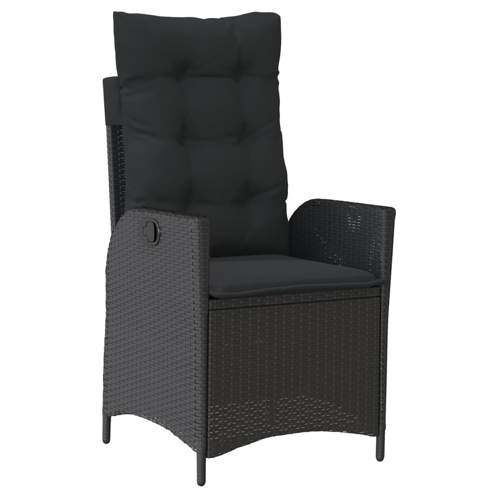 Set da Pranzo da Giardino 9 pz con Cuscini Nero in Polyrattan | homemem39