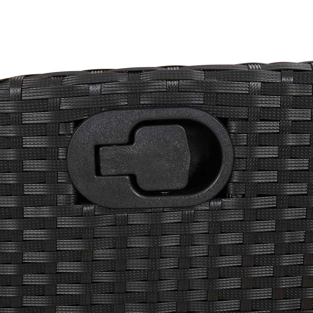 Set da Pranzo da Giardino 9 pz con Cuscini Nero in Polyrattan - homemem39