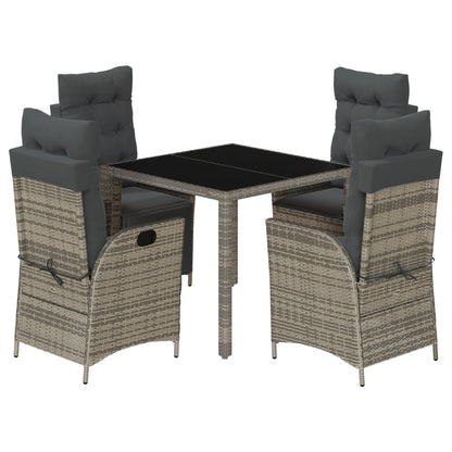 Set da Pranzo da Giardino 5 pz con Cuscini in Polyrattan Grigio - homemem39